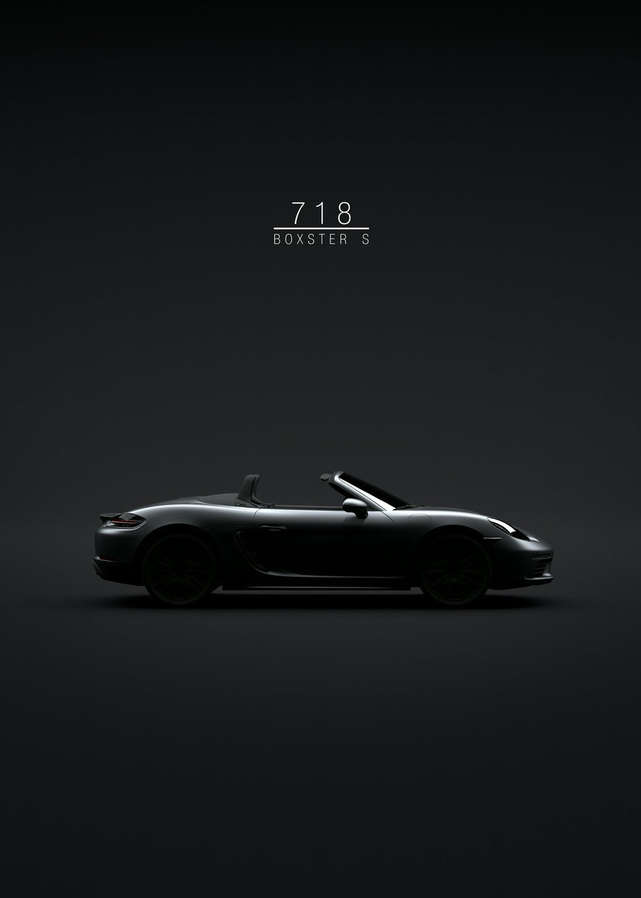 2020 Porsche 718 Boxster S luxury sports car metal poster, featuring sleek design and high-performance aesthetics.