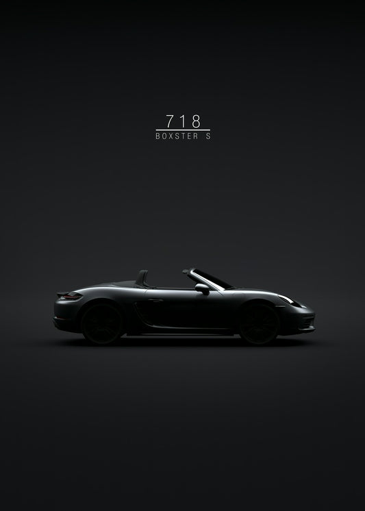 2020 Porsche 718 Boxster S luxury sports car metal poster, featuring sleek design and high-performance aesthetics.