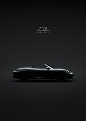 2020 Porsche 718 Boxster S luxury sports car metal poster, featuring sleek design and high-performance aesthetics.