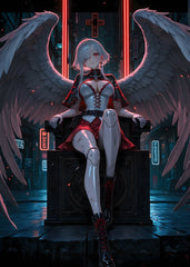 Cyber Angel in Neon Abyss