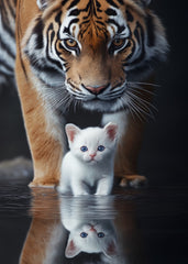 White cat and tiger