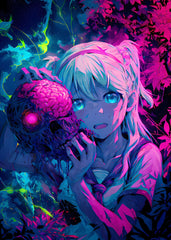 Neon Anime Girl Horror  Fantasy