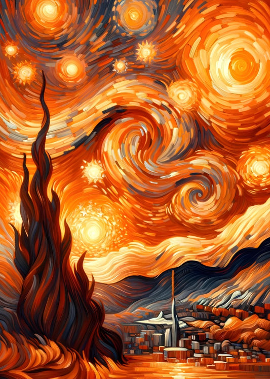 starry night red sky