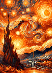 starry night red sky