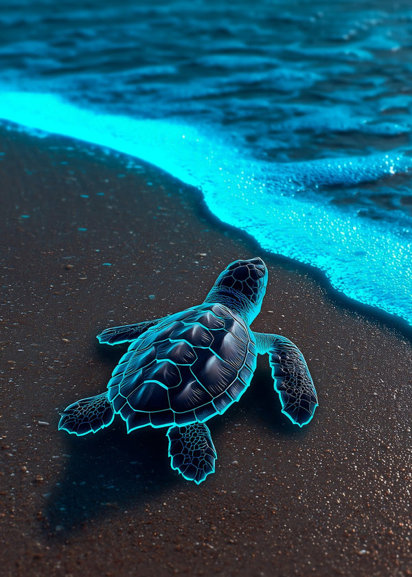 Turtle swimming back to the sea