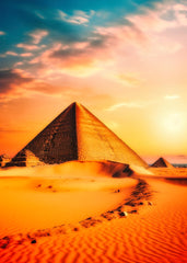 Sunset Over Desert Pyramid