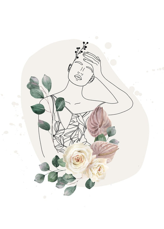 Woman with Watercolor Flowers