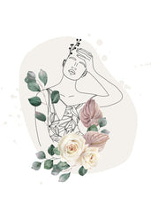 Woman with Watercolor Flowers