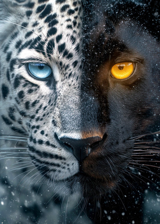 Panther Leopard Split Portrait