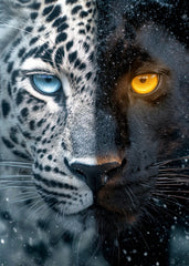 Panther Leopard Split Portrait