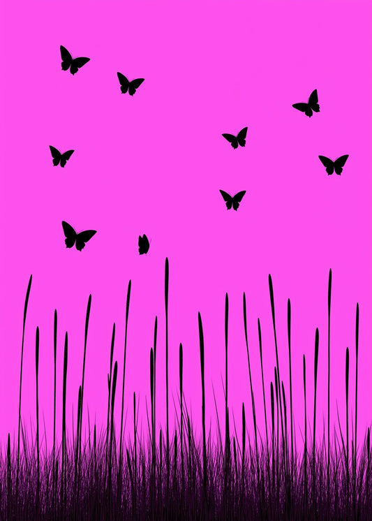 Pink Sky Butterfly Silhouettes