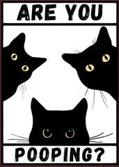 Black Cat Are You Pooping Black and White