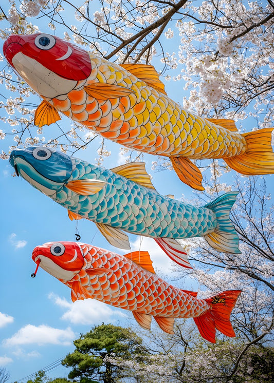 Japanese Koinobori carp stream