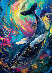 Colorful Whale Abstract Art