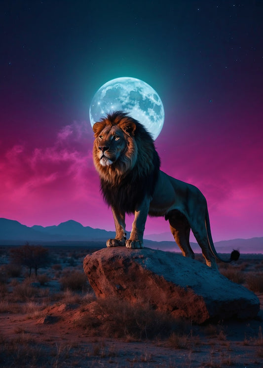 Pink moonlight lion