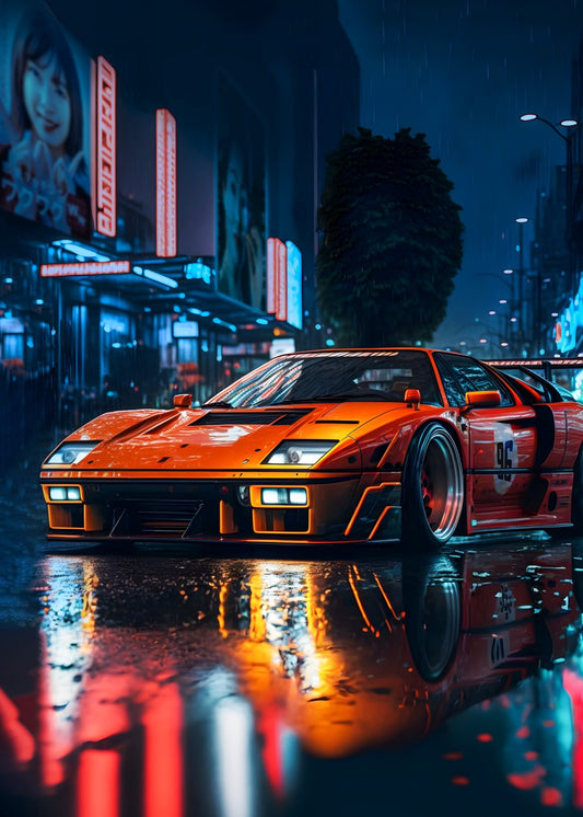 Toyota, synthwave city street
