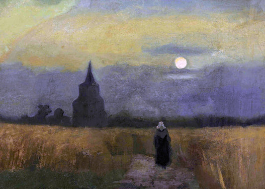 The Old Tower at Dusk moon