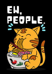 Funny cat eating ramen