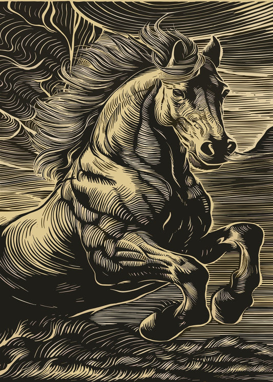 Galloping Horse Etching Style