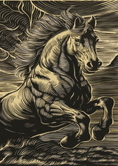Galloping Horse Etching Style