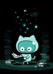 Space Cat Reading Books