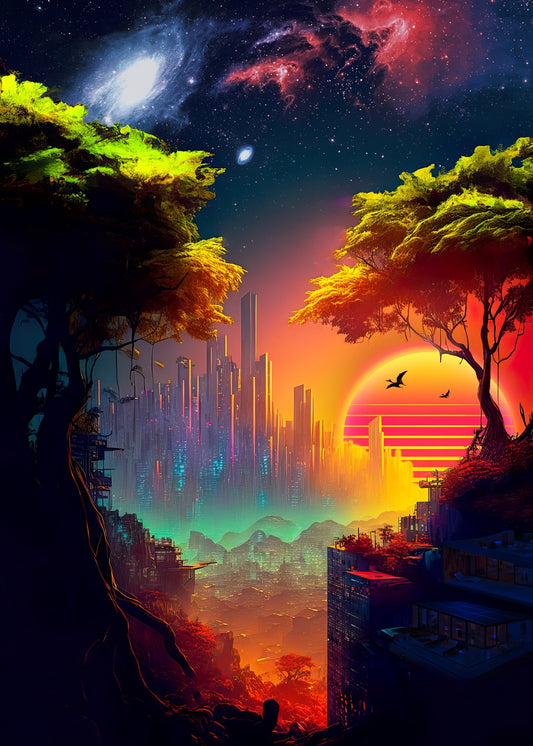 Synthwave cyberpunk city
