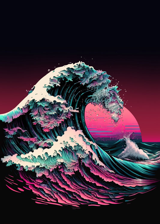 Retro Hokusai Wave