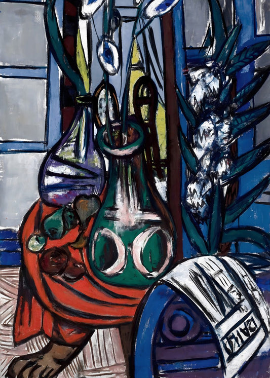 “Large Still Life Interior (Blue)” by Max Beckmann