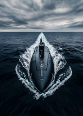 Submarine sailing on the ocean