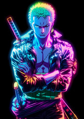 Roronoa zoro neon portrait, One Piece