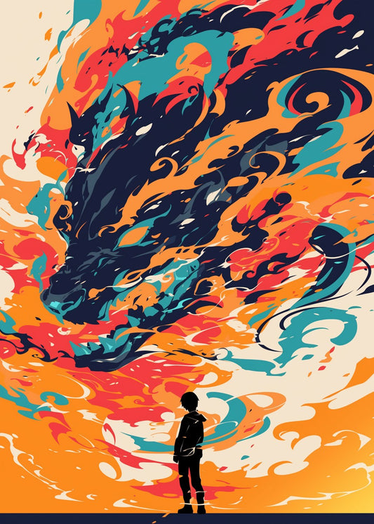Fiery Wolf and Silhouette