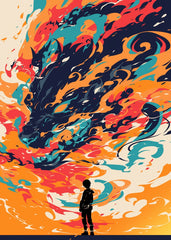 Fiery Wolf and Silhouette