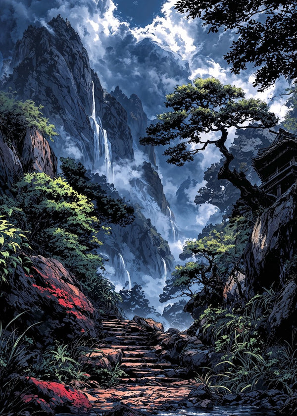 Mountain Waterfalls Pathway