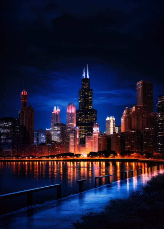 A nightview of a busy city