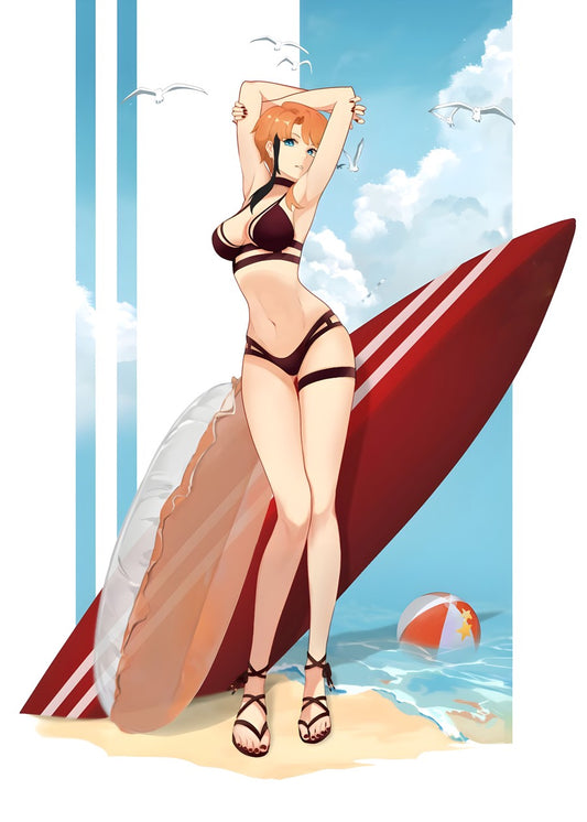 Anime girl surfing model