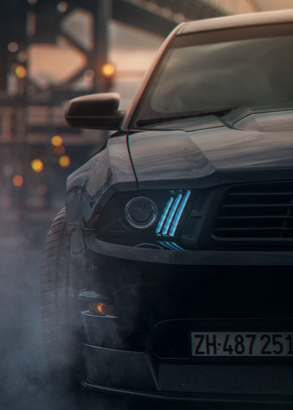 Dust black Ford Mustang