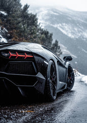 Wet Snowy Road Aventador 
