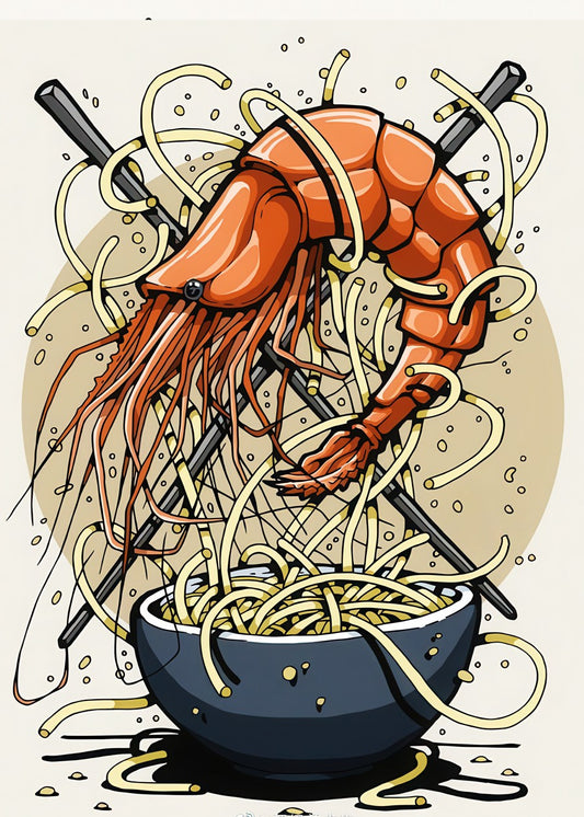 Shrimp and Noodles Illustratio