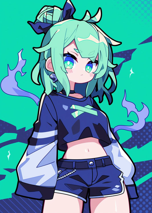 Anime Girl with Mint Hair