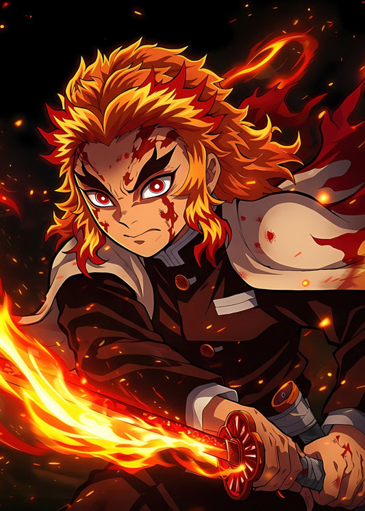 Kyōjurō Rengoku Flame Battle Pose, Demon Slayer