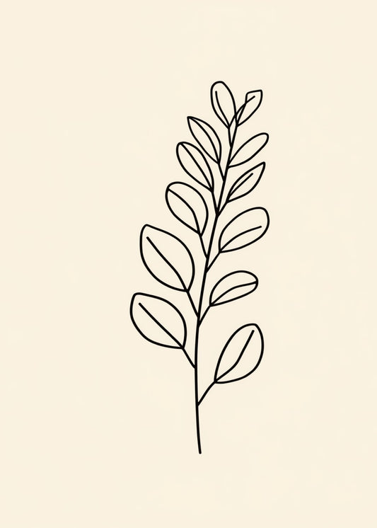 Line art leaf botany