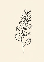 Line art leaf botany