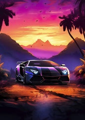 Synthwave aesthetic sport car 