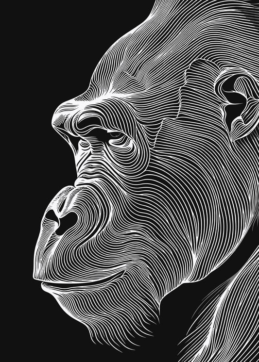 Gorilla in Line Art Profile