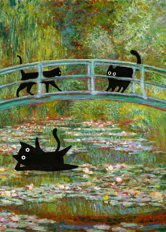Japanese Footbridge black cat