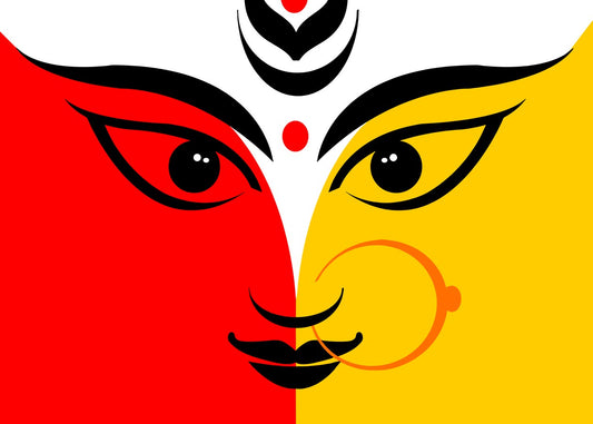Artistic Hindu goddess Durga Face Celebrates