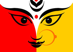 Artistic Hindu goddess Durga Face Celebrates