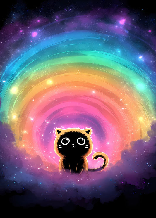 Cute Cat Kitten Rainbow Space