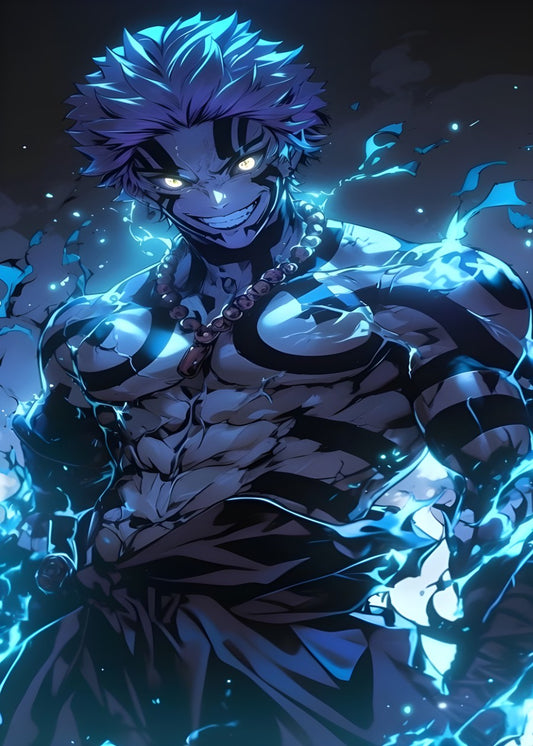 Akaza Glowing Blue Aura, Demon Slayer Kimetsu no Yaiba