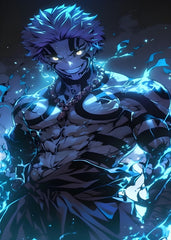 Akaza Glowing Blue Aura, Demon Slayer Kimetsu no Yaiba